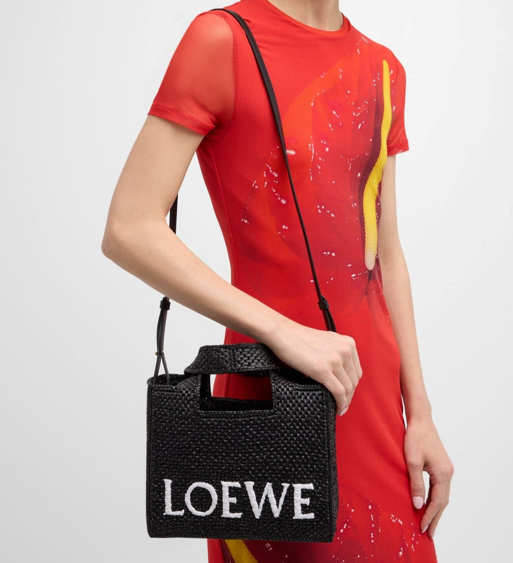LOEWE x Paula¡¯s Ibiza Font Tote Small Bag in Raffia