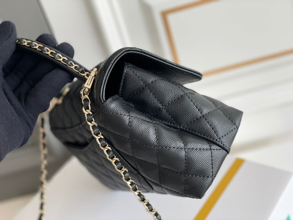 Chanel Coco Handle Black Bag Handle Flap Small/Mini Bag Black - 24x14x10cm
