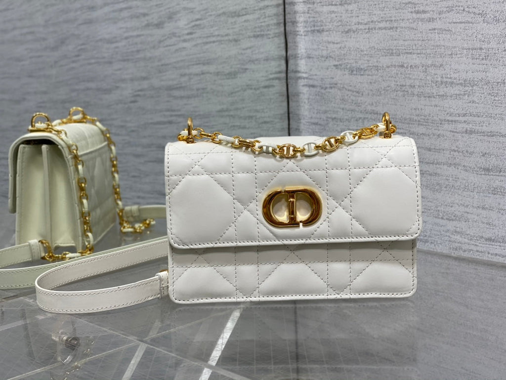 Dior Miss Caro White Macrocannage Lambskin Bag - 19 x 13 x 5.5 cm
