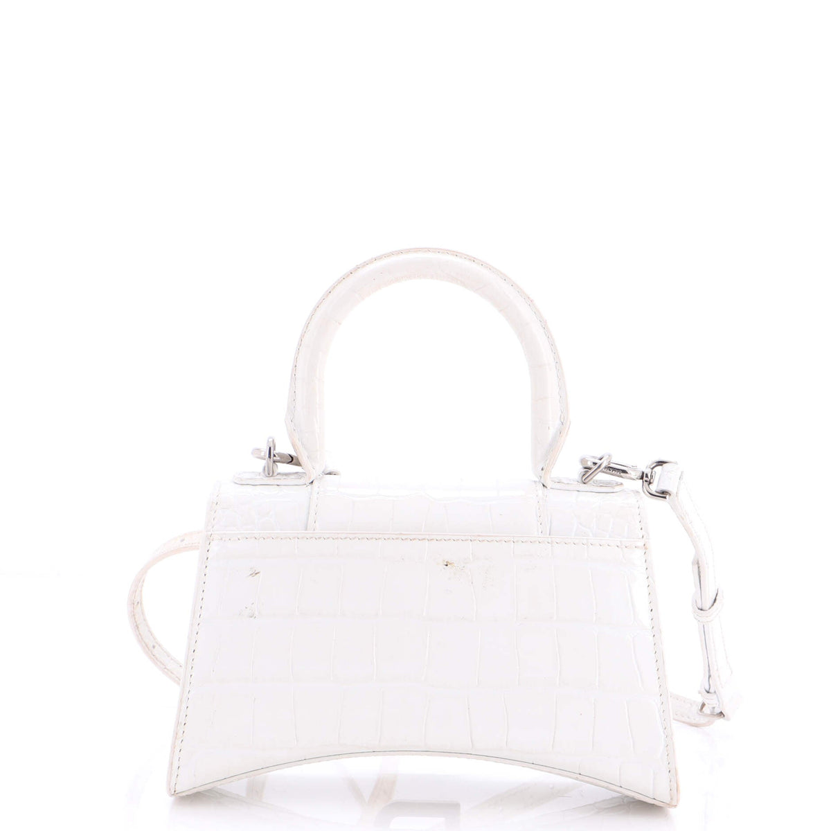 Hourglass Top Handle Bag Crocodile Embossed Leather XS