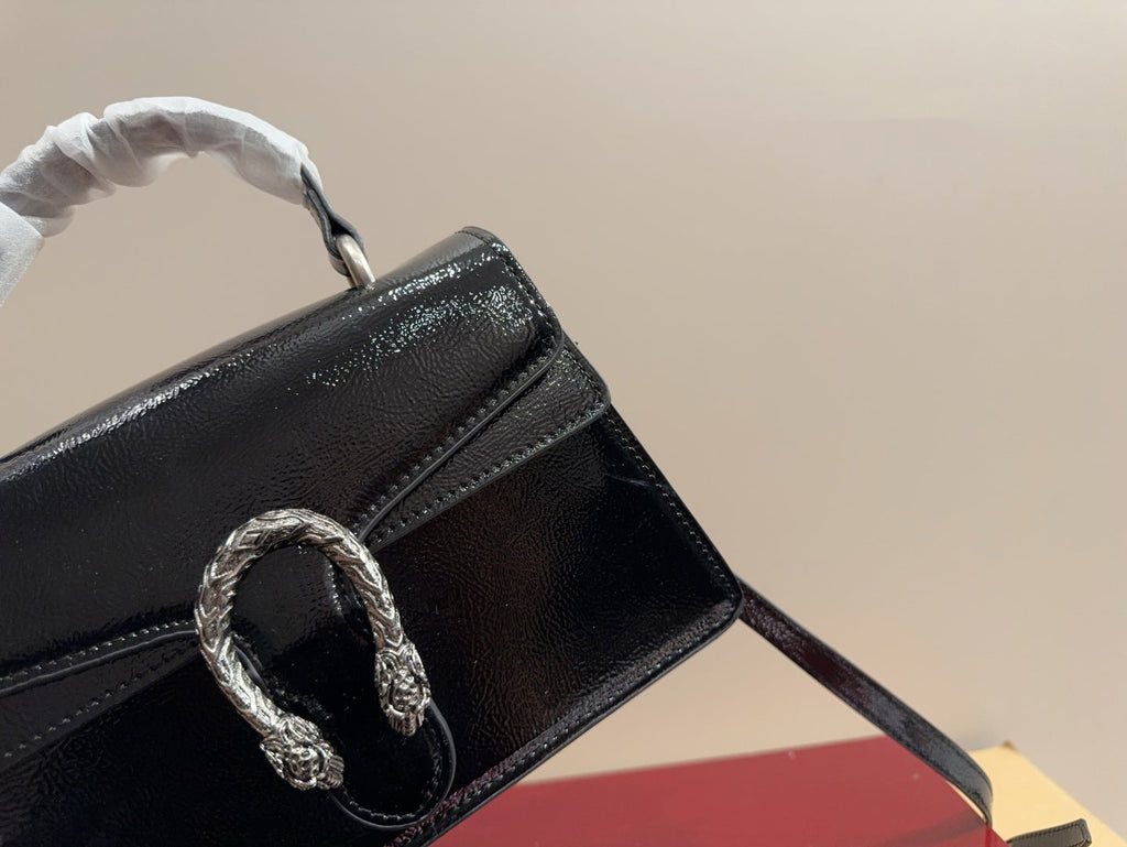 Gucci Glossy Black Handbag Crossbody 24x17cm
