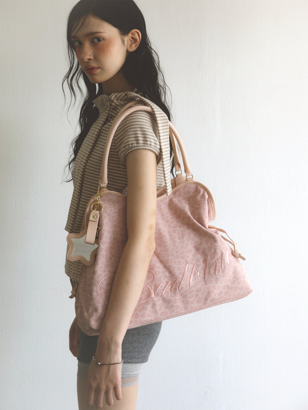 Washed Leopard Dimsum Bag Pink