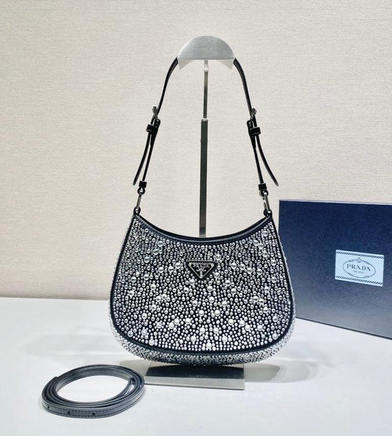 Prada Cleo Satin Bag with Crystals